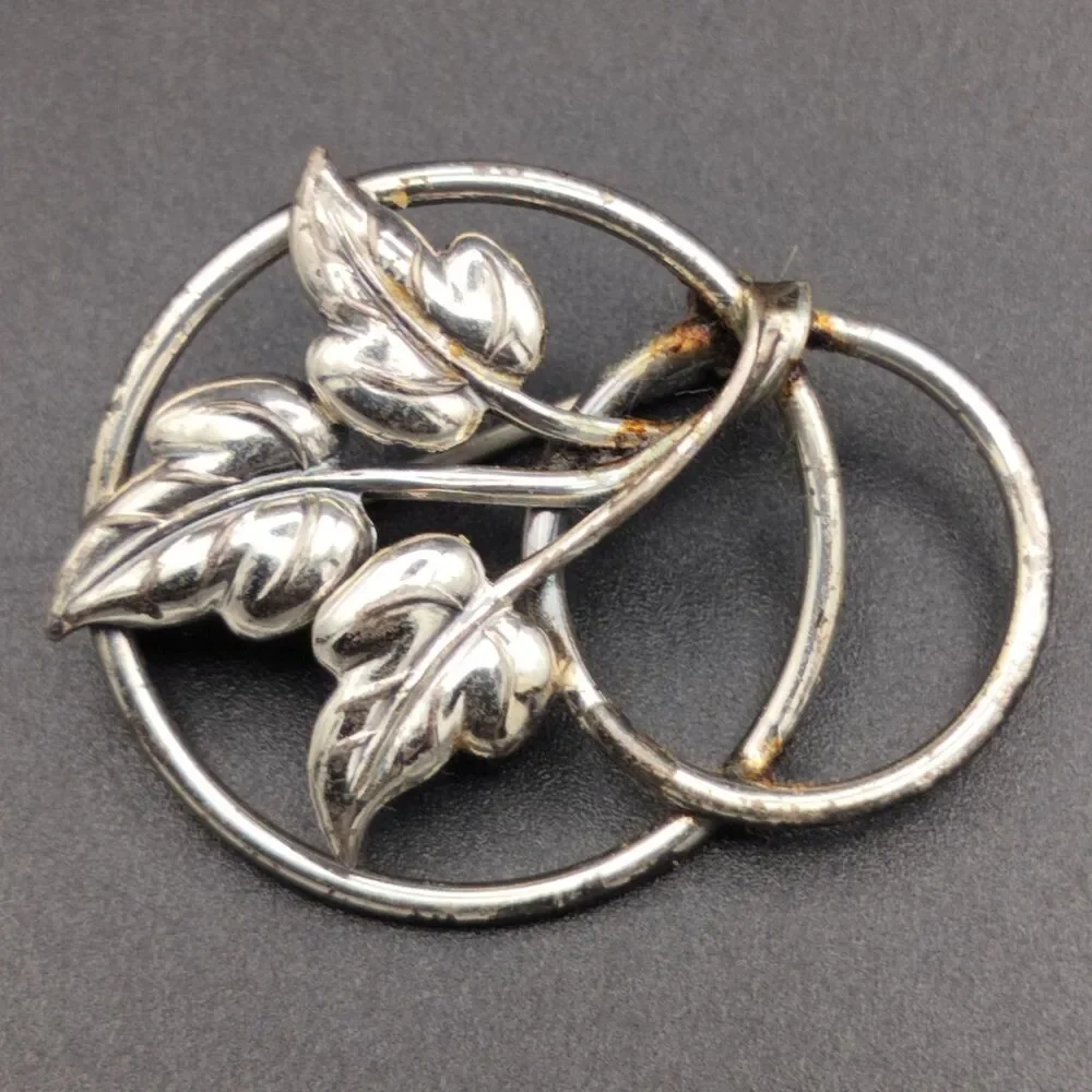 Vintage Sterling Silver Leaf Botanical Brooch Pin - Nature Inspired Jewelry